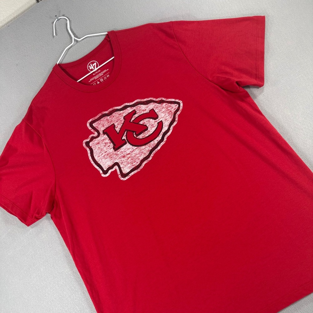 47 Brand Kansas City Chiefs T-Shirt Mens XL Red Arrowhead Logo Graphic Tee